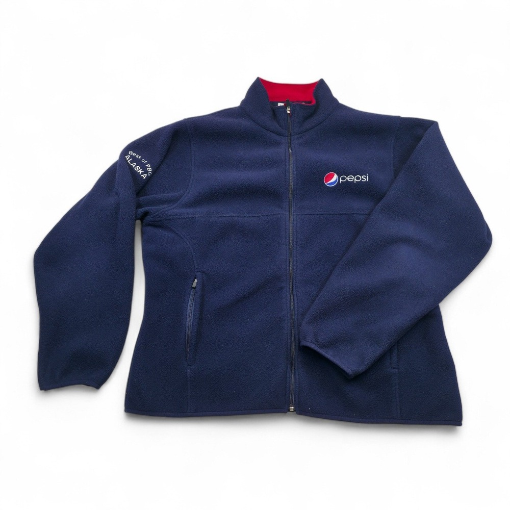 Vintage Pepsi Alaska Fleece Jacket Navy Blue Full Zip Ladies 1X Gorpcore Retro